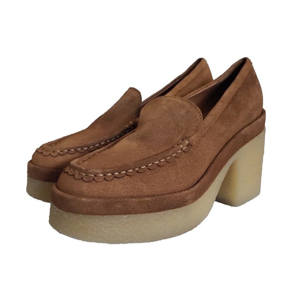 MARC FISHER Lina Platform Loafer suede penny light brown platform 7.5 M $160